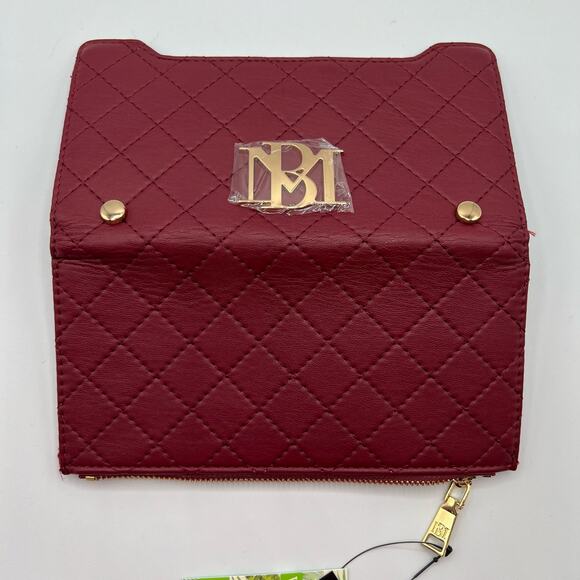 Badgley Mischka Womens Vegan Leather Long Card Wallet Wine Red Quilted NWT - Picture 10 of 12
